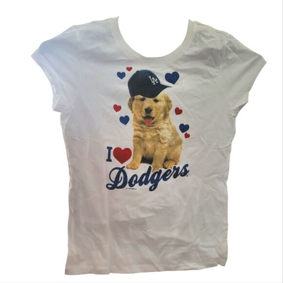 NWT Dodgers - MLB I Heart Puppy Girls Juvy T-Shirt - Picture 1 of 10